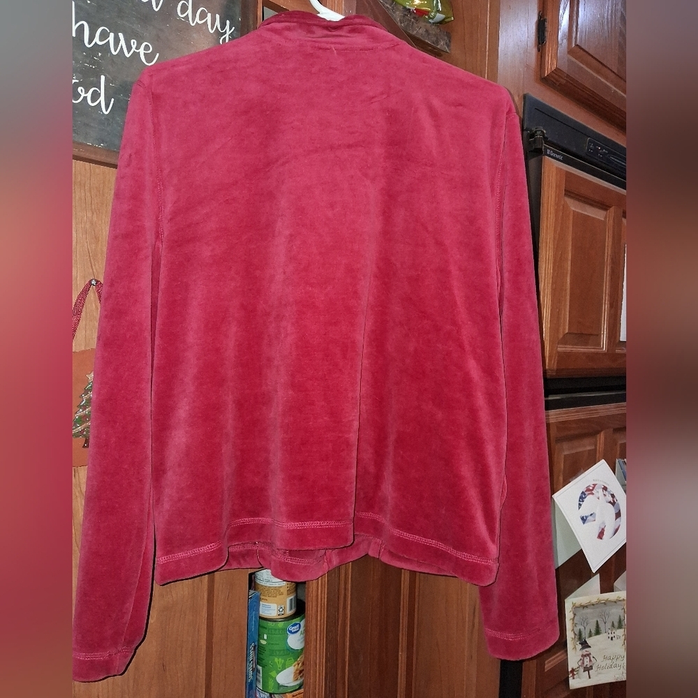 Kim Rogers Rich Red Velvet Teddy Jacket In A Size PM. - Picture 7 of 7